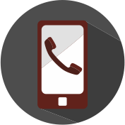 Icon Handy mit Anrufsignal grau, weiß, weinrot.