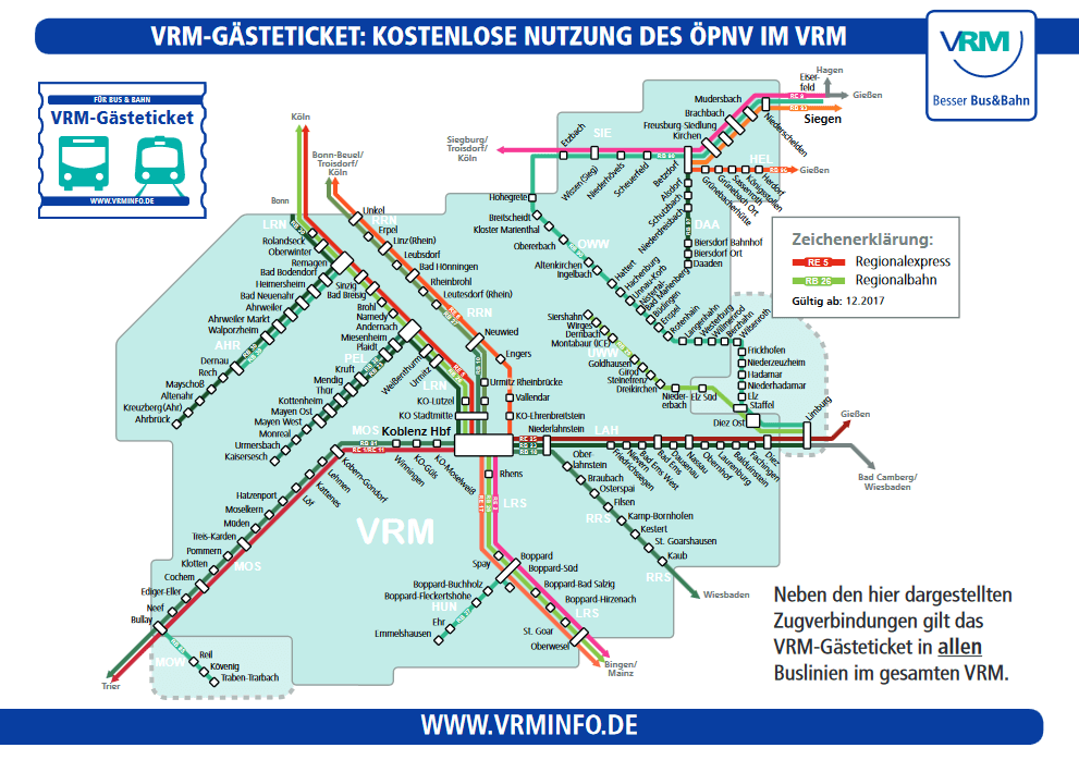 Schienennetz des VRM Gebietes.